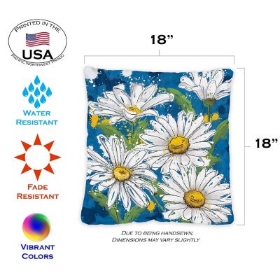 Toland Home Garden 18" x 18" Painted Daisies 18 x 18 Inch Indoor/Outdoor Pillow Case Image 1