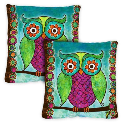 Toland Home Garden 18" x 18" Rainbow Owl 18 x 18 Inch Indoor/Outdoor Pillow Case Image 1