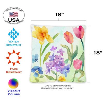 Toland Home Garden 18" x 18" Spring Watercolors 18 x 18 Inch Indoor/Outdoor Pillow Case Image 1
