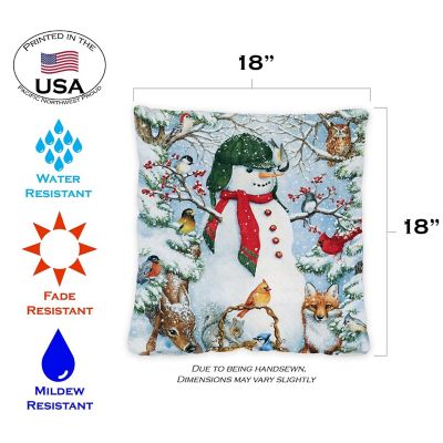 Toland Home Garden 18" x 18" Woodland Snowman 18 x 18 Inch Indoor/Outdoor Pillow Case Image 1