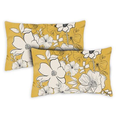 Toland Home Garden 18" x 18" Yellow Modern Flowers 12 x 19 Inch Indoor/Outdoor Pillow Case Image 1