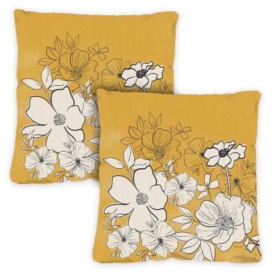 Toland Home Garden 18" x 18" Yellow Modern Flowers 18 x 18 Inch Indoor/Outdoor Pillow Case Image 1