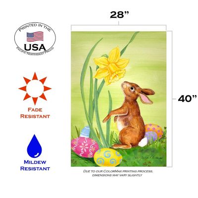 Toland Home Garden 28" x 40" Bunny Daffodil House Flag Image 1