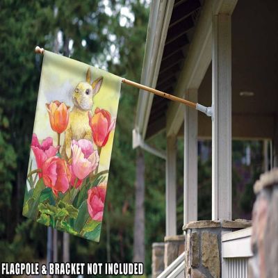 Toland Home Garden 28" x 40" Bunny Tulip House Flag Image 2