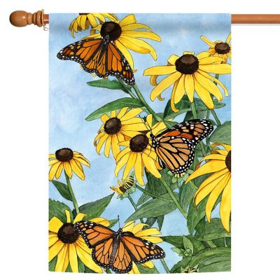 Toland Home Garden 28" x 40" Coneflowers and Monarchs House Flag Image 1