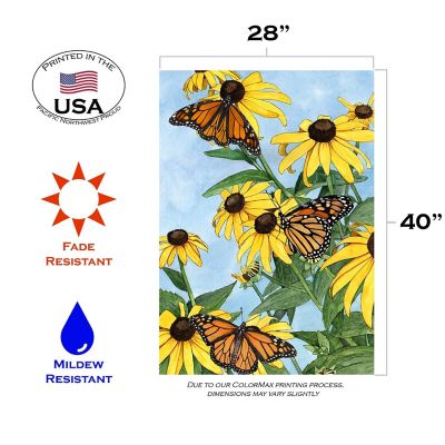 Toland Home Garden 28" x 40" Coneflowers and Monarchs House Flag Image 1