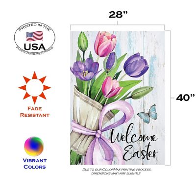 Toland Home Garden 28" x 40" Easter Tulip Bouquet Double Sided House Flag Image 1
