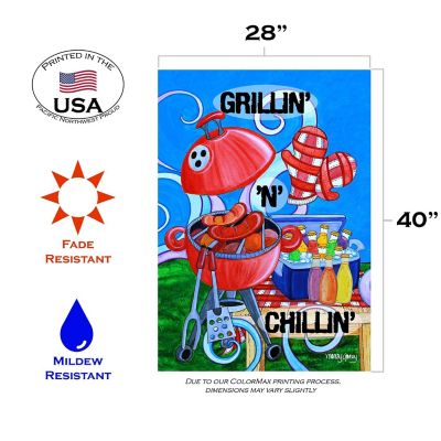 Toland Home Garden 28" x 40" Grillin' n Chillin' House Flag Image 1