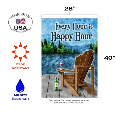 Toland Home Garden 28" x 40" Happy Hour Lake House Flag Image 1
