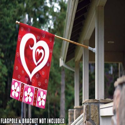Toland Home Garden 28" x 40" Heart & Flowers House Flag Image 2