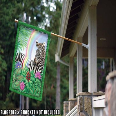 Toland Home Garden 28" x 40" Rainbow Stripe Zebra House Flag Image 2