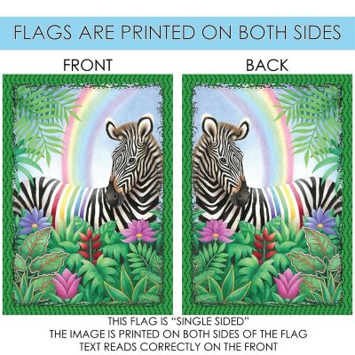 Toland Home Garden 28" x 40" Rainbow Stripe Zebra House Flag Image 3