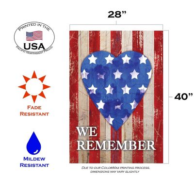 Toland Home Garden 28" x 40" We Remember Our Heroes Double Sided House Flag Image 1