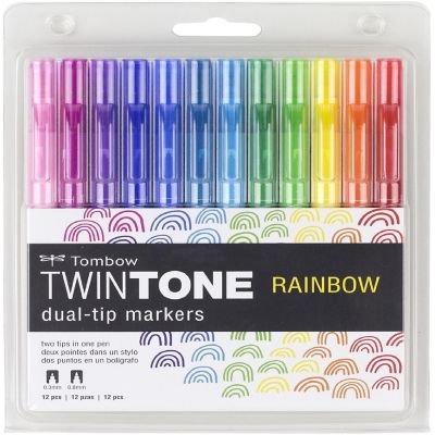 Tombow Twintone Marker Set 12/Pkg-Rainbow Image 1