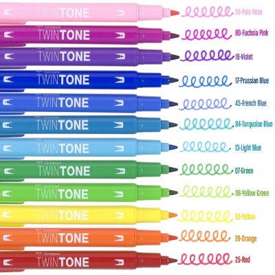 Tombow Twintone Marker Set 12/Pkg-Rainbow Image 2
