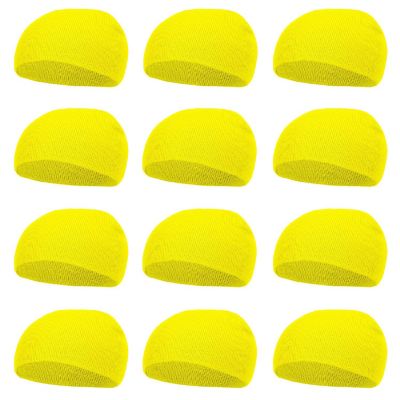 TopHeadwear Dozen Bulk Short Skull Cap Cuffless Beanies - Neon Yellow Image 1