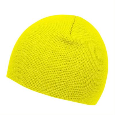 TopHeadwear Dozen Bulk Short Skull Cap Cuffless Beanies - Neon Yellow Image 1