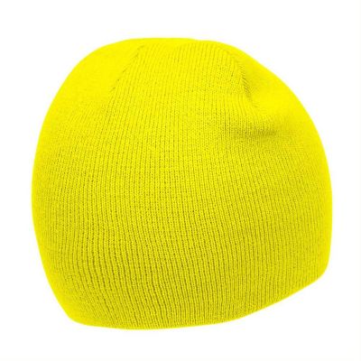 TopHeadwear Dozen Bulk Short Skull Cap Cuffless Beanies - Neon Yellow Image 2