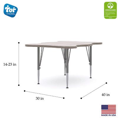 Tot Mate My Place Rectangular Table, Adjustable Height 14" to 23", Ready-To-Assemble (Shadow Elm Gray) Image 1