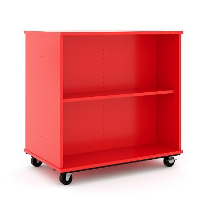 Tot Mate Open Double Sided Mobile Storage Locker, Fully Assembled Classroom Bookshelf, 36 in. W x 23 in. D x 36 in. H, (Red) Image 1