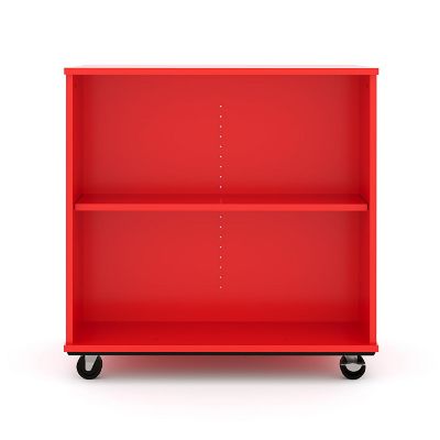 Tot Mate Open Double Sided Mobile Storage Locker, Fully Assembled Classroom Bookshelf, 36 in. W x 23 in. D x 36 in. H, (Red) Image 2
