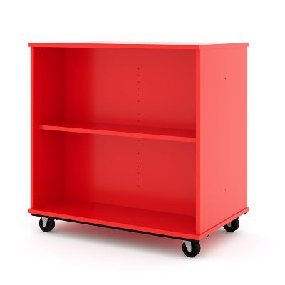 Tot Mate Open Double Sided Mobile Storage Locker, Fully Assembled Classroom Bookshelf, 36 in. W x 23 in. D x 36 in. H, (Red) Image 3