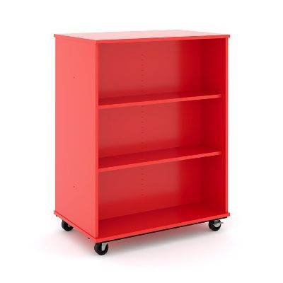 Tot Mate Open Double Sided Mobile Storage Locker, Fully Assembled Classroom Bookshelf, 36 in. W x 23 in. D x 48 in. H, (Red) Image 1