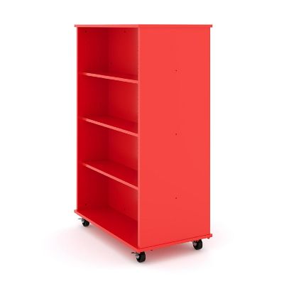 Tot Mate Open Double Sided Mobile Storage Locker, Fully Assembled Classroom Bookshelf, 36 in. W x 23 in. D x 60 in. H, (Red) Image 1