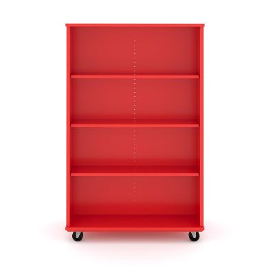 Tot Mate Open Double Sided Mobile Storage Locker, Fully Assembled Classroom Bookshelf, 36 in. W x 23 in. D x 60 in. H, (Red) Image 3