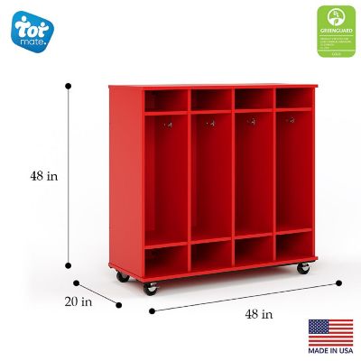 Tot Mate Open Mobile Storage Locker, Fully Assembled Classroom Bookshelf, 36 in. W x 23 in. D x 48 in. H, (Red) Image 3