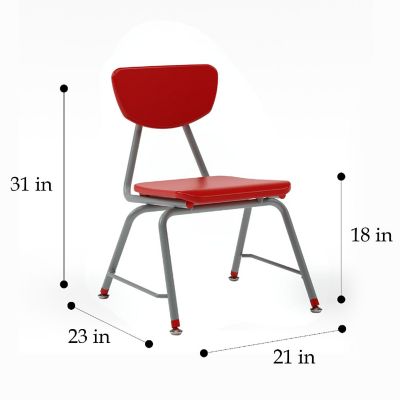Tot Mate Versa Kids Chairs, Set of 2, Stackable, Childrens Chair Fourth to Sixth Grade Classroom Seating for School (16" Seat Height, Red) Image 1
