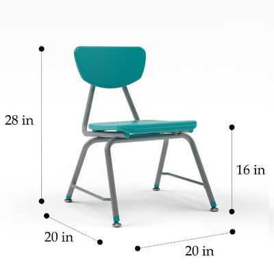 Tot Mate Versa Kids Chairs, Set of 2, Stackable, Childrens Chair Fourth to Sixth Grade Classroom Seating for School (16" Seat Height, Turquoise) Image 1