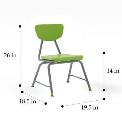 Tot Mate Versa Kids Chairs, Set of 2, Stackable, Childrens Chair Kindergarten to Third Grade Classroom Seating for School (14" Seat Height, Green) Image 1