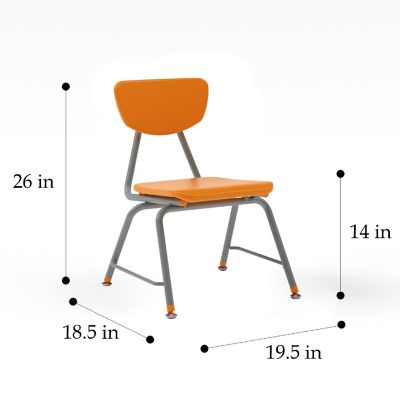 Tot Mate Versa Kids Chairs, Set of 2, Stackable, Childrens Chair Kindergarten to Third Grade Classroom Seating for School (14" Seat Height, Orange) Image 1