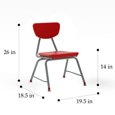 Tot Mate Versa Kids Chairs, Set of 2, Stackable, Childrens Chair Kindergarten to Third Grade Classroom Seating for School (14" Seat Height, Red) Image 1