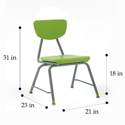 Tot Mate Versa Kids Chairs, Set of 2, Stackable, Student Chair Classroom Seating for School, Office, Dorms, Reception, Waiting Rooms (18" Seat Height, Green) Image 1