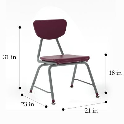 Tot Mate Versa Kids Chairs, Set of 2, Stackable, Student Chair Classroom Seating for School, Office, Dorms, Reception, Waiting Rooms (18" Seat Height, Purple) Image 1