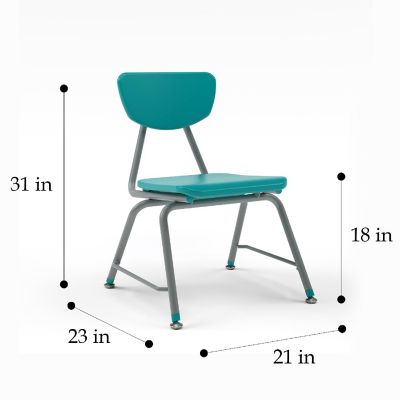 Tot Mate Versa Kids Chairs, Set of 2, Stackable, Student Chair Classroom Seating for School, Office, Reception, Waiting Rooms (18" Seat Height, Turquoise) Image 1