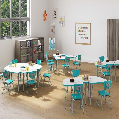 Tot Mate Versa Kids Chairs, Set of 2, Stackable, Student Chair Classroom Seating for School, Office, Reception, Waiting Rooms (18" Seat Height, Turquoise) Image 2
