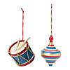 Toy Drum And Top Spinner Ornament  (Set Of 12) 2.25"H, 3.75"H Resin Image 1