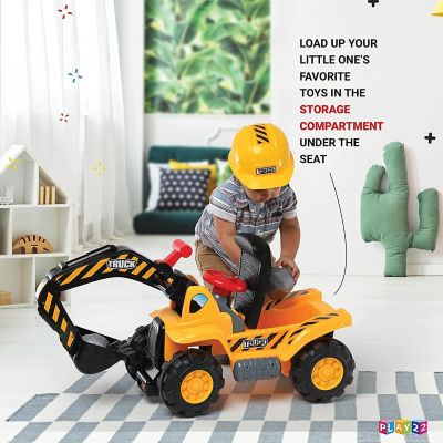Toy Tractors for Kids Ride On Excavator Includes Helmet with Rocks Ride on Tractor Pretend Play Toddler Tractor Construction Truck Image 2