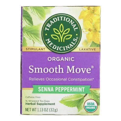 Traditional Medicinals Organic Smooth Move Peppermint Herbal Tea - 16 Tea Bags - Case of 6 Image 1