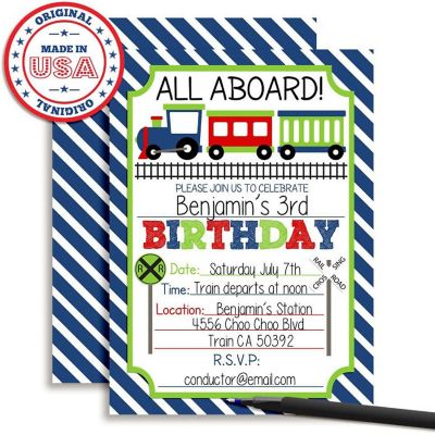 Train Birthday Invitations 40pcs. by AmandaCreation Image 1