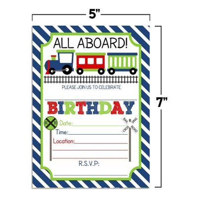 Train Birthday Invitations 40pcs. by AmandaCreation Image 2