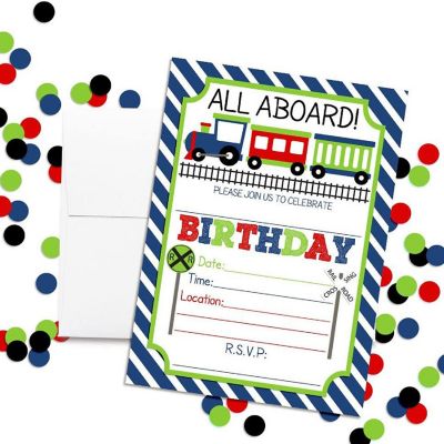 Train Birthday Invitations 40pcs. by AmandaCreation Image 3
