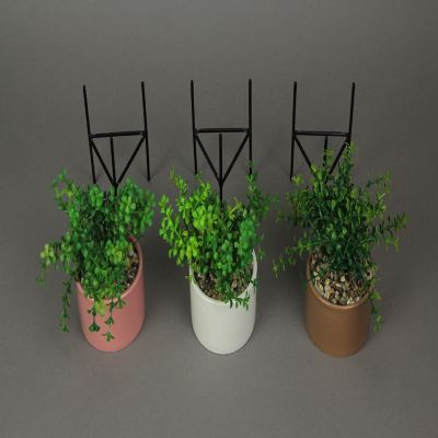 Transpac Set of 3 Artificial Potted Succulent Plants W/ Ceramic Planters And Metal Stands Image 2