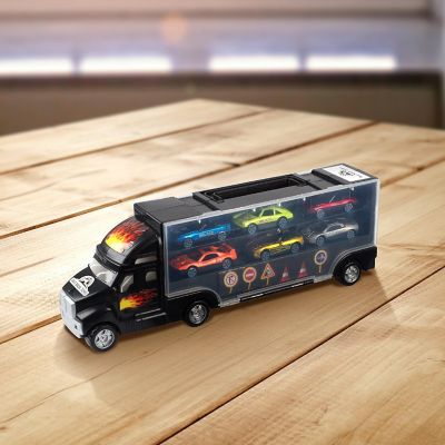 Transport Car Carrier Truck - with 6  Metal Racing Cars Image 2