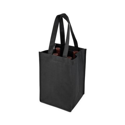 True 4 Bottle Non Woven Tote In Black by True Image 1