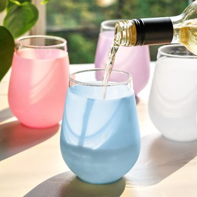 True Silicone Wrapped Wine Glasses, Multicolor, 16 Oz Set of 4 Image 1