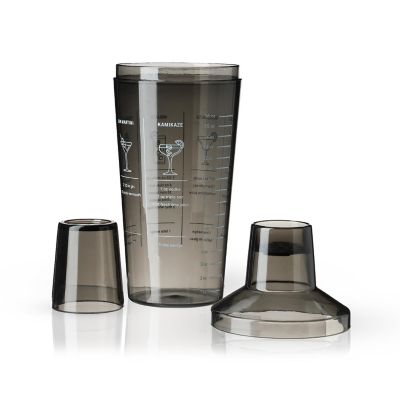 True Smoke Colored Plastic Cocktail Shaker with Recipes by True Image 2